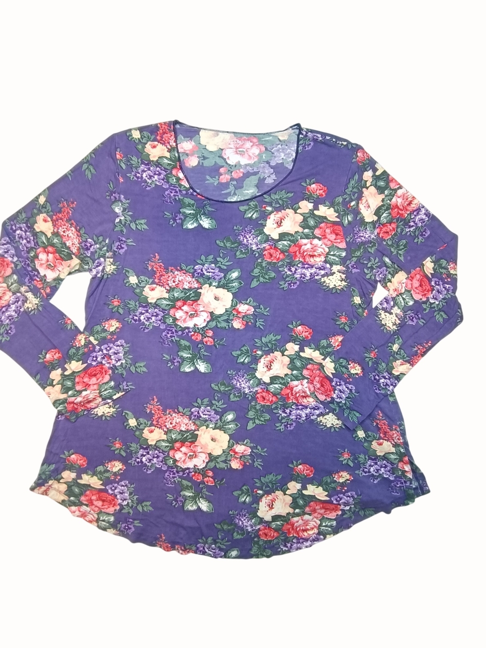 April Cornell Viscos Floral Long Sleeve Top Purple Size M Cottagecore Boho